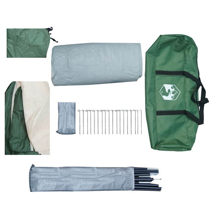Detail van de accessoires van de vidaXL 6-persoons koepeltent, inclusief stokken en haringen.