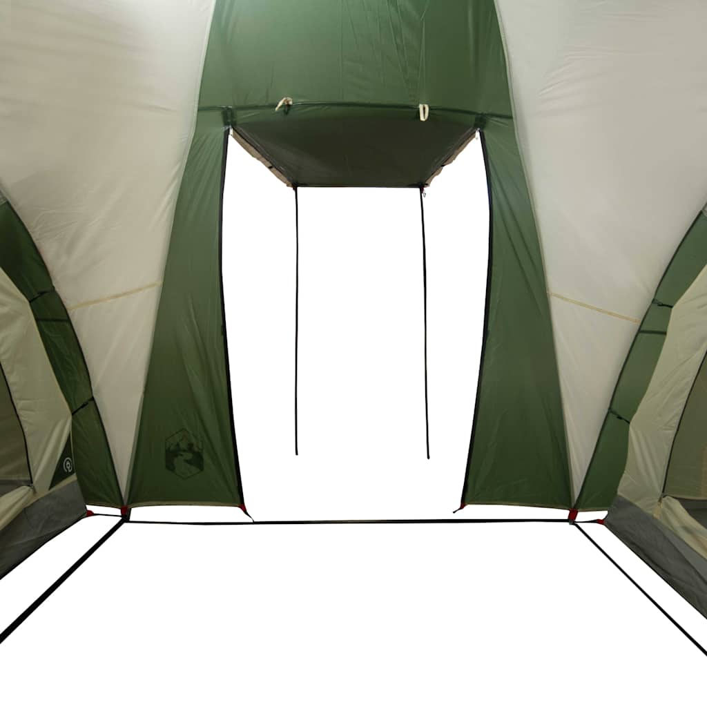 Binnenkant van de vidaXL koepeltent met groene wanden en ventilatieopening.