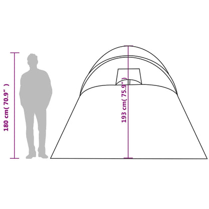 Zijaanzicht van de vidaXL koepeltent met afmetingen en ingang.