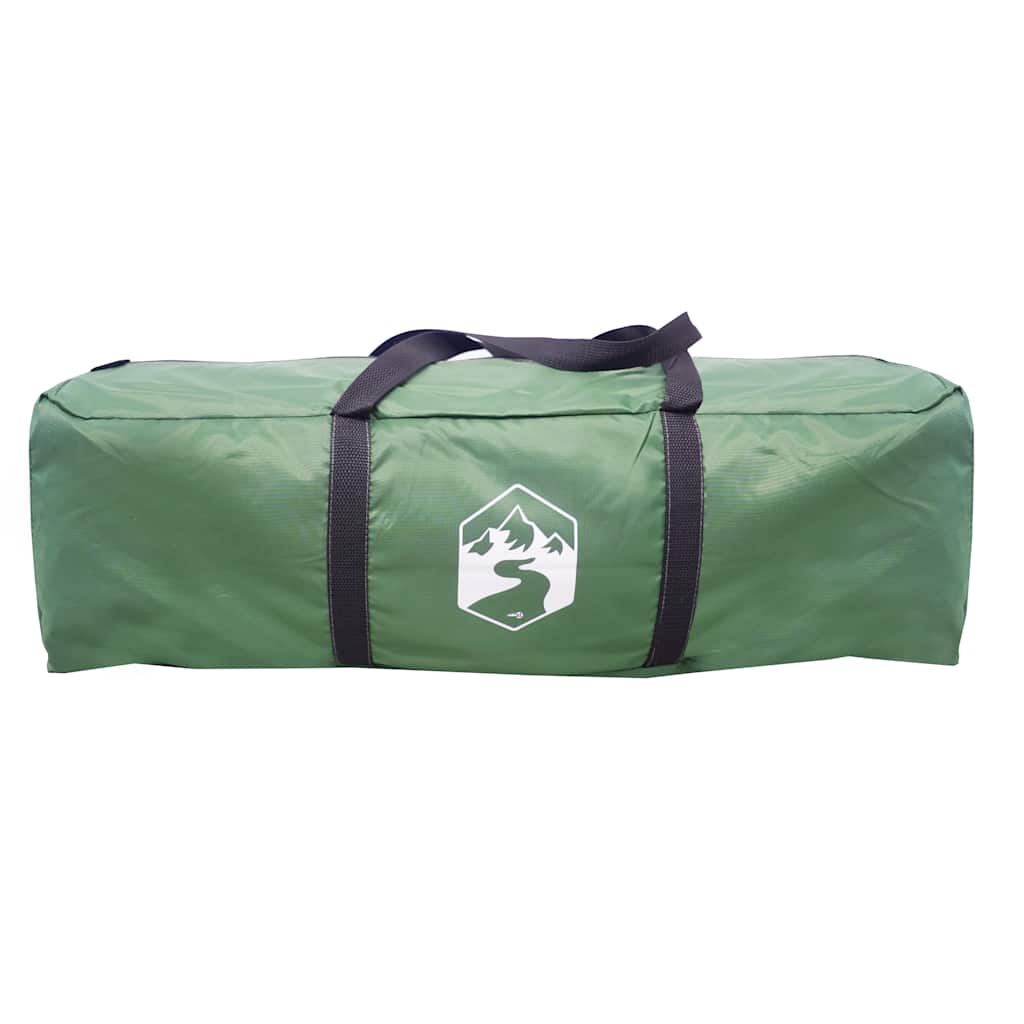 Groene vidaXL koepeltent in opbergzak, zijaanzicht met handvatten.