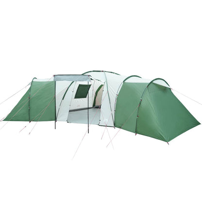 Detail van de vidaXL koepeltent met groene buitenkant en afneembare buitentent.