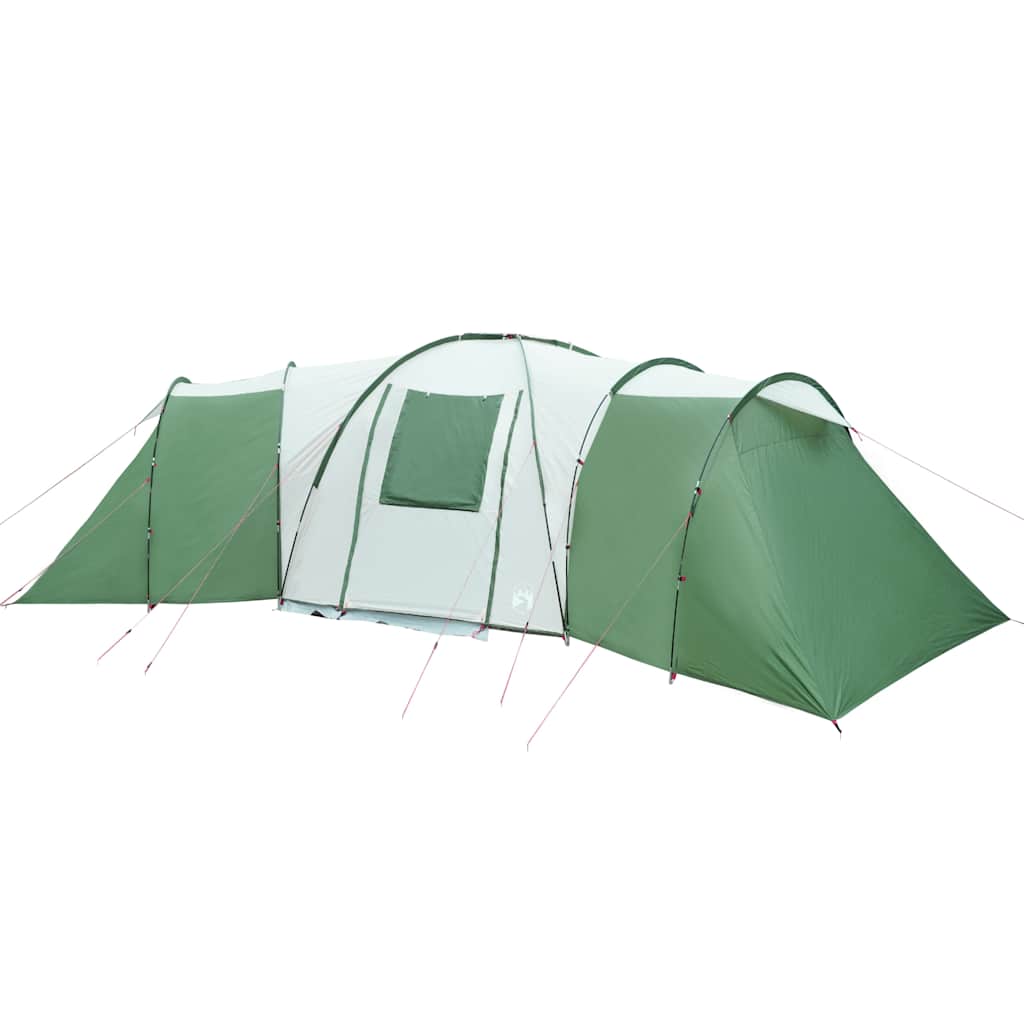 Detail van de vidaXL koepeltent in groen, zijaanzicht met afneembare buitentent.