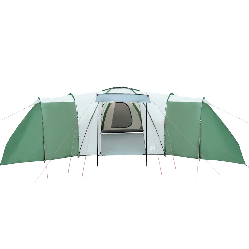 Detail van de groene vidaXL koepeltent met open ingang en zijwanden.