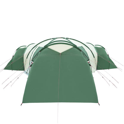 Detail van de groene vidaXL koepeltent met zicht op de voorzijde en tentstokken.