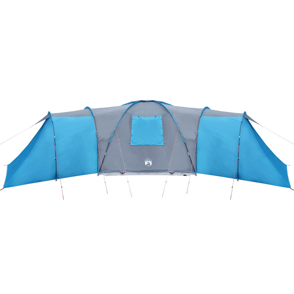 Detail van de vidaXL koepeltent in blauw, met waterdichte luifel en ventilatierooster.