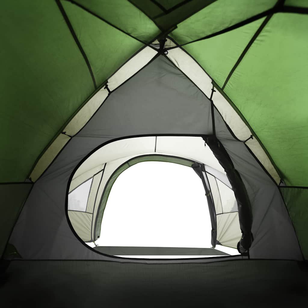 Zijaanzicht van de vidaXL koepeltent met ventilatierooster en groene binnentent.