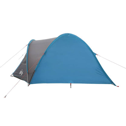 Zijaanzicht van de vidaXL koepeltent in blauw, met waterdichte en windbestendige kenmerken.