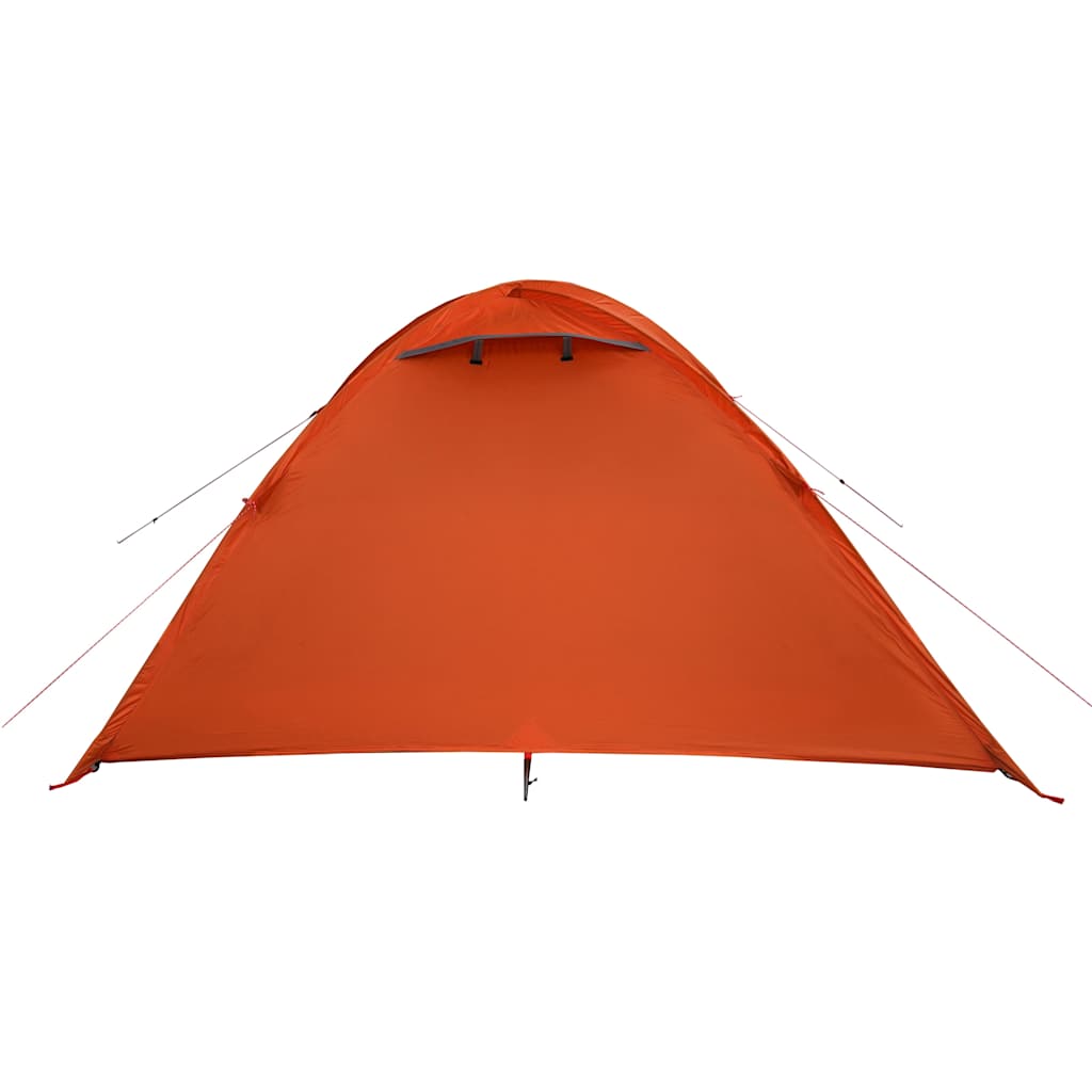 Zijaanzicht van de oranje vidaXL koepeltent met waterdicht ontwerp.