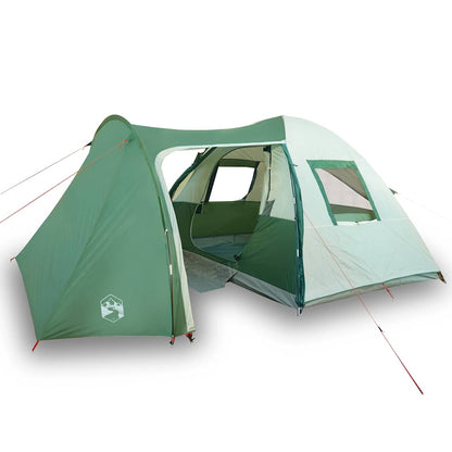 Detail van de vidaXL koepeltent in groen met open ingang en ventilatierooster.