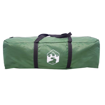 Groene vidaXL koepeltent in opbergzak, met stevige handvatten voor transport.