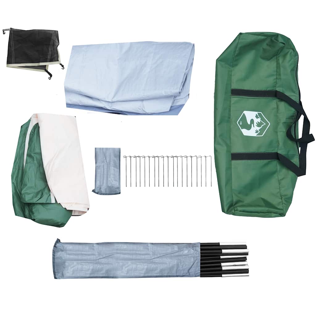 Detail van de accessoires van de vidaXL koepeltent, inclusief stokken en haringen.