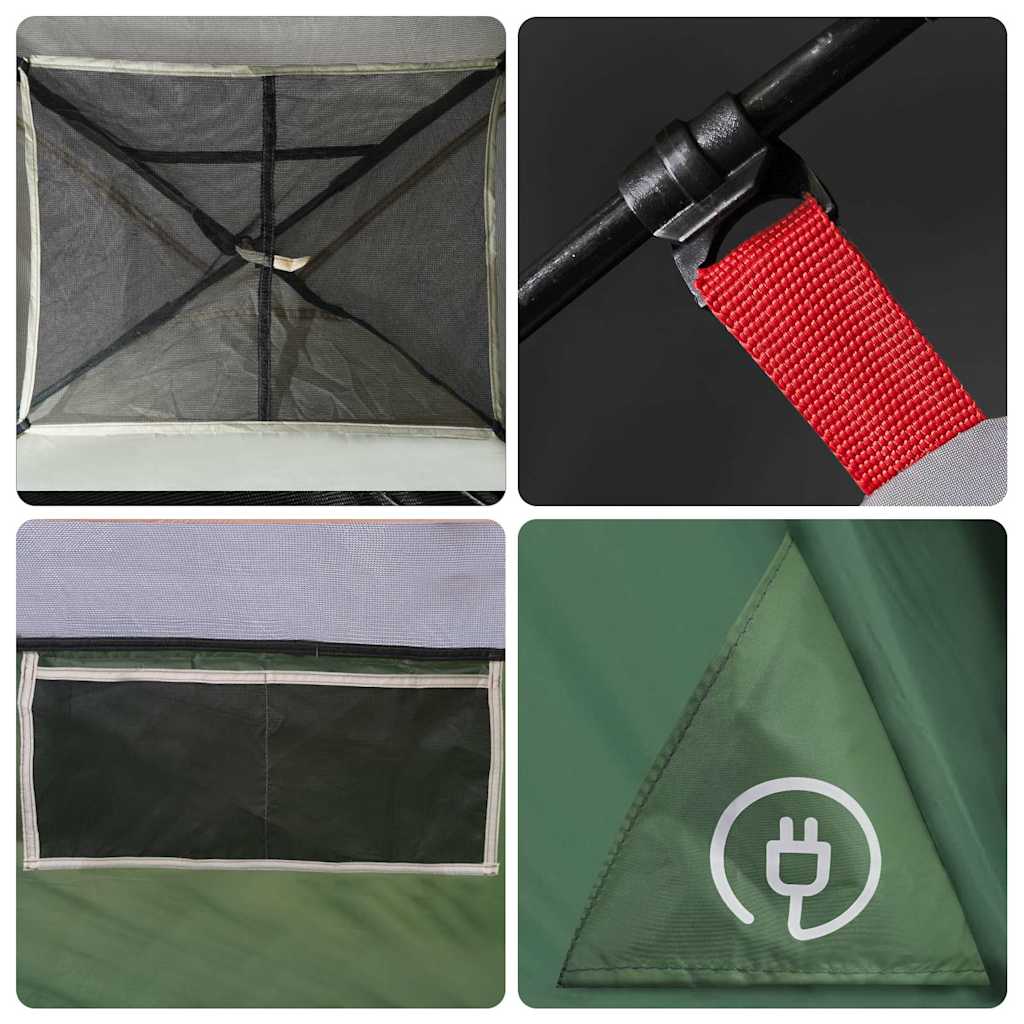 Detail van de ventilatieroosters en bevestigingspunten van de vidaXL 6-persoons tent.