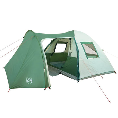 Detail van de vidaXL koepeltent in groen, met open ingang en ventilatierooster.