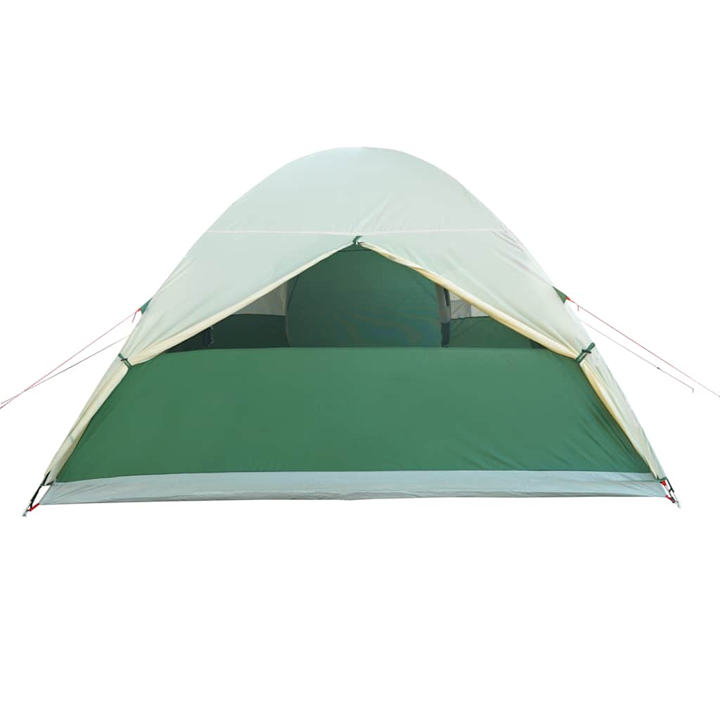 Detail van de groene vidaXL koepeltent met waterdichte voorzijde en ventilatieroosters.