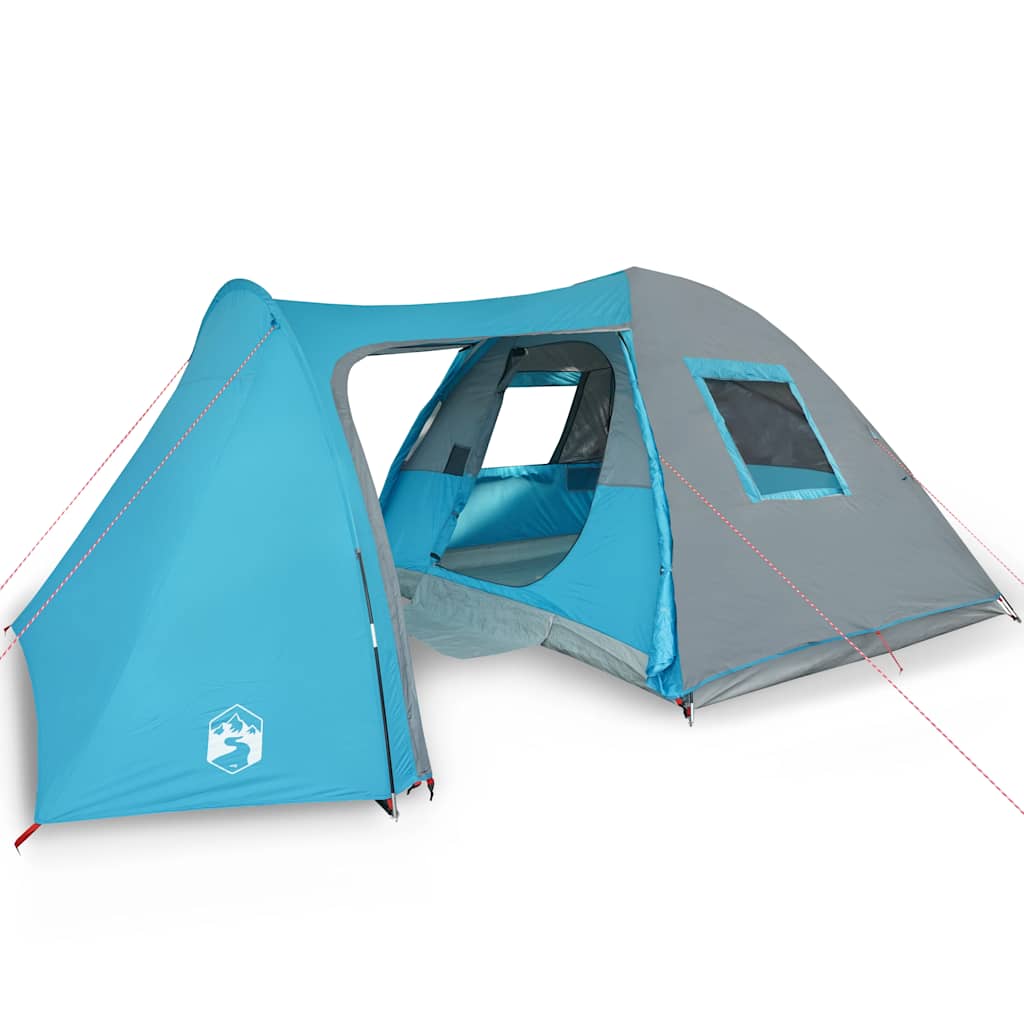 Detail van de vidaXL koepeltent in blauw met een zijaanzicht en gaaswanden voor ventilatie.