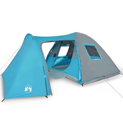 Detail van de vidaXL koepeltent in blauw met een zijaanzicht en gaaswanden voor ventilatie.
