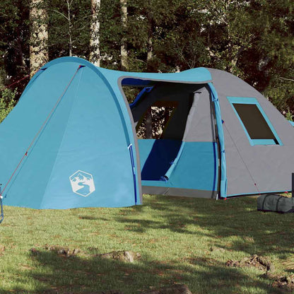 Koepeltent vidaXL 6-persoons in blauw met ruime ingang en ventilatierooster.