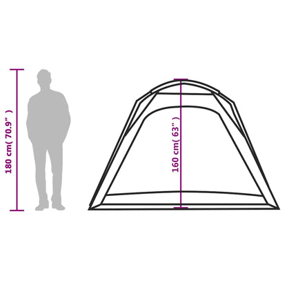 Zijaanzicht van de vidaXL 4-persoons tent met hoogte- en breedtematen.