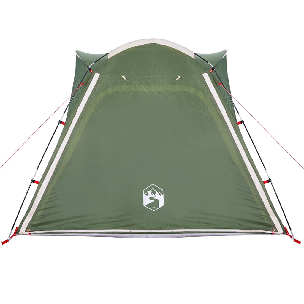 Detail van de groene vidaXL 4-persoons tent met waterdichte coating en snelspansysteem.