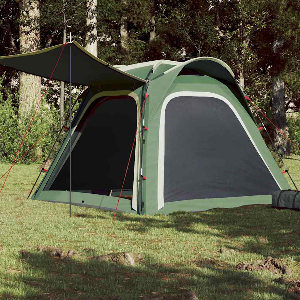 vidaXL 4-persoons tent in groen, snel opgezet met waterdichte bescherming en ventilatie.