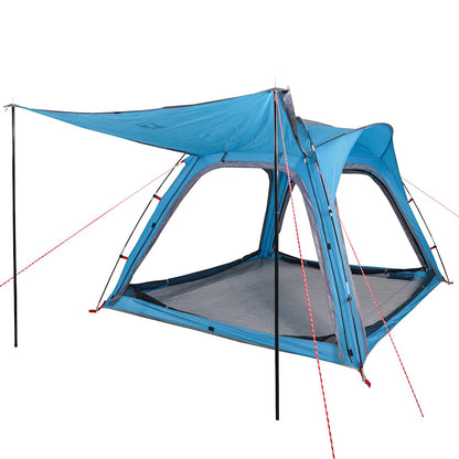 Detail van de vidaXL 4-persoons tent met waterdichte zeilen en snelontgrendeling in blauw.