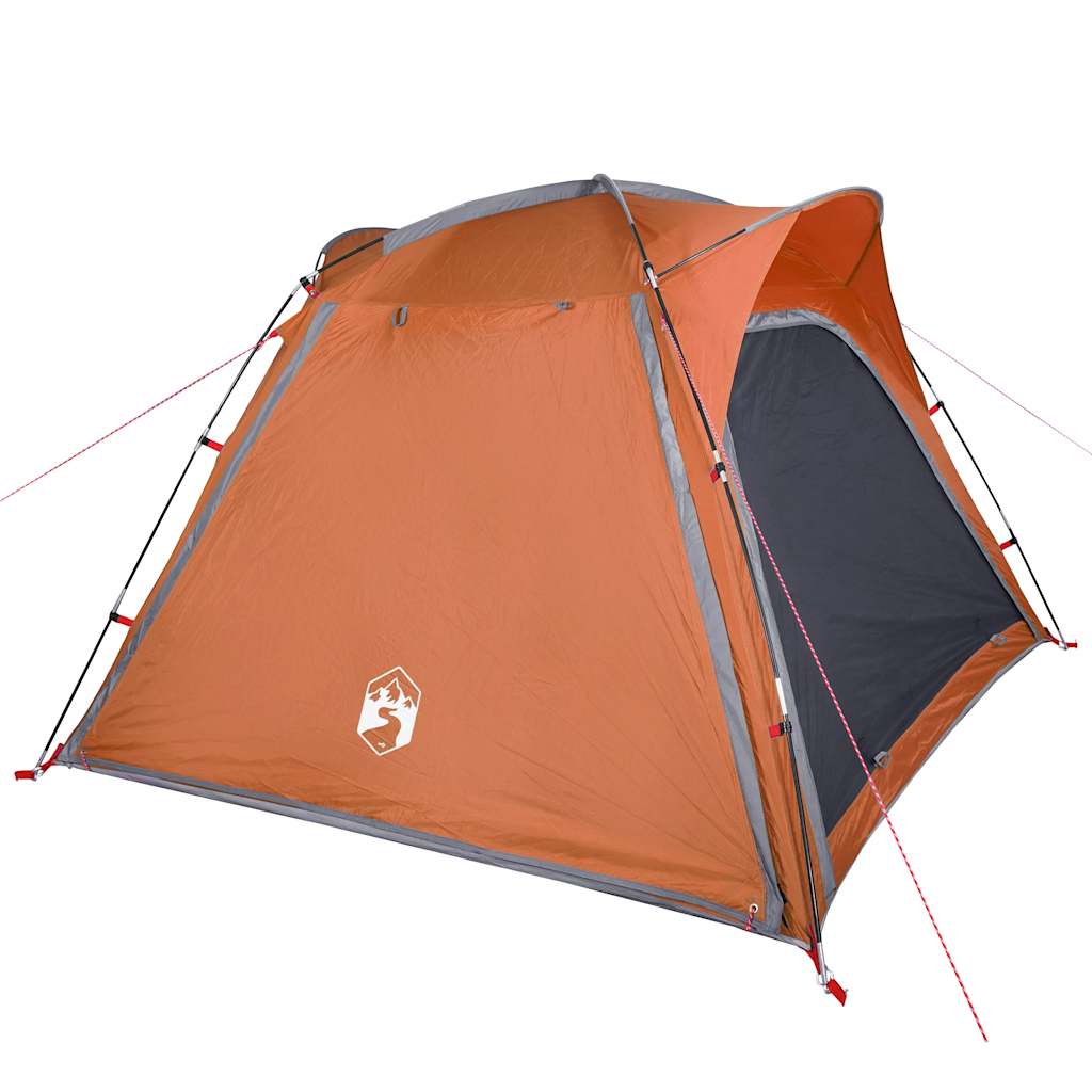 Detail van de vidaXL tent in grijs en oranje, met waterdichte buitenkant en gaasventilatie.