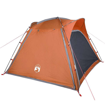 Detail van de vidaXL tent in grijs en oranje, met waterdichte buitenkant en gaasventilatie.