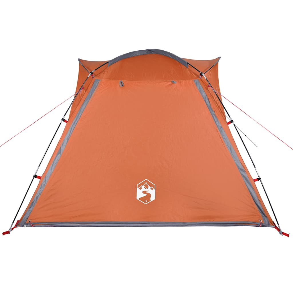 Detail van de oranje tent met grijze accenten en waterdichte stof, vidaXL.