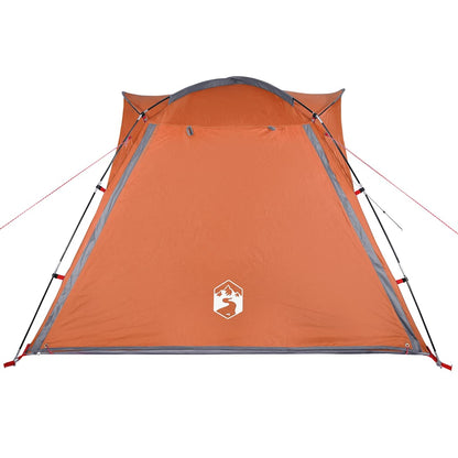 Detail van de oranje tent met grijze accenten en waterdichte stof, vidaXL.