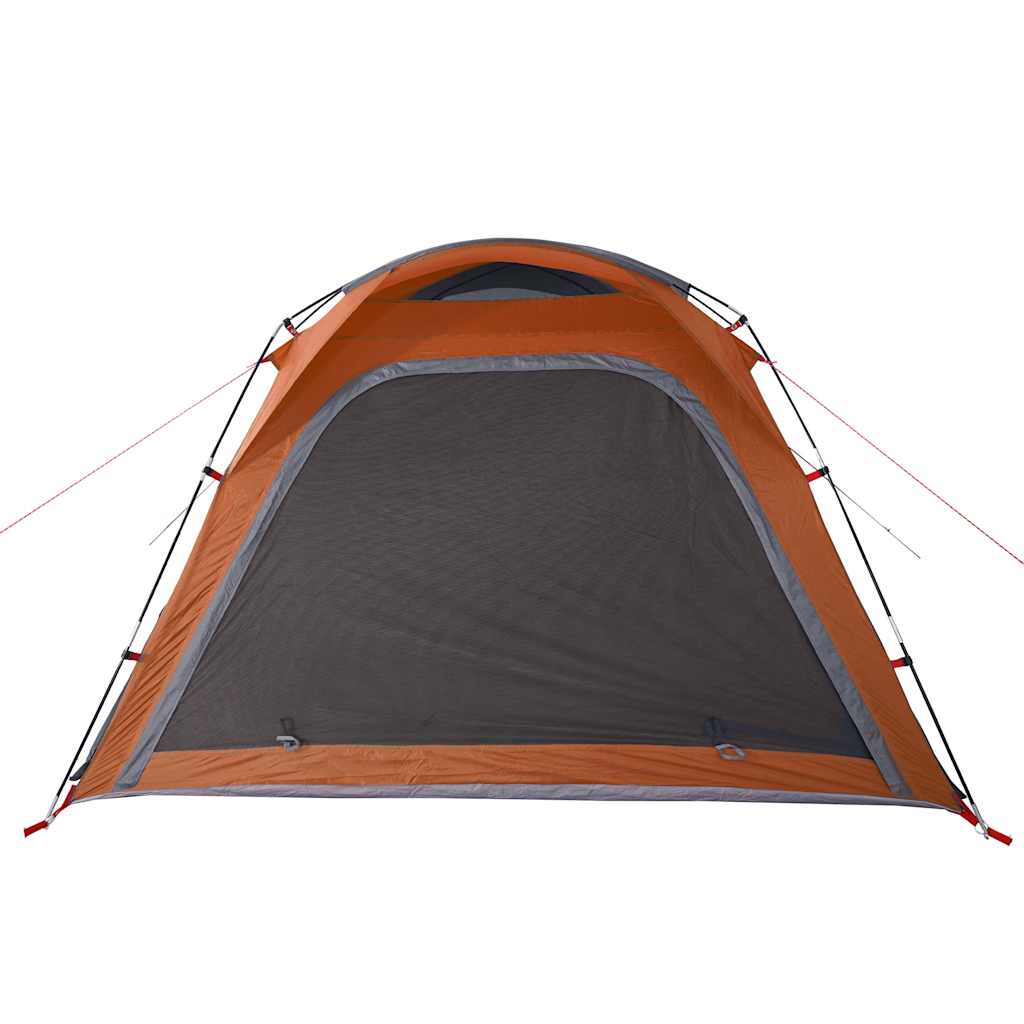 Detail van de grijze en oranje vidaXL tent met gaaswanden en ventilatieopeningen.