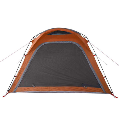 Detail van de grijze en oranje vidaXL tent met gaaswanden en ventilatieopeningen.