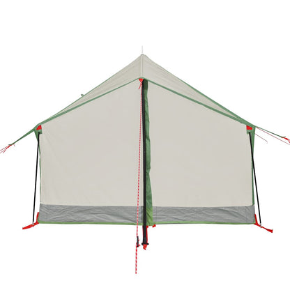 Detail van de achterzijde van de vidaXL 2-persoons tent met groene accenten.