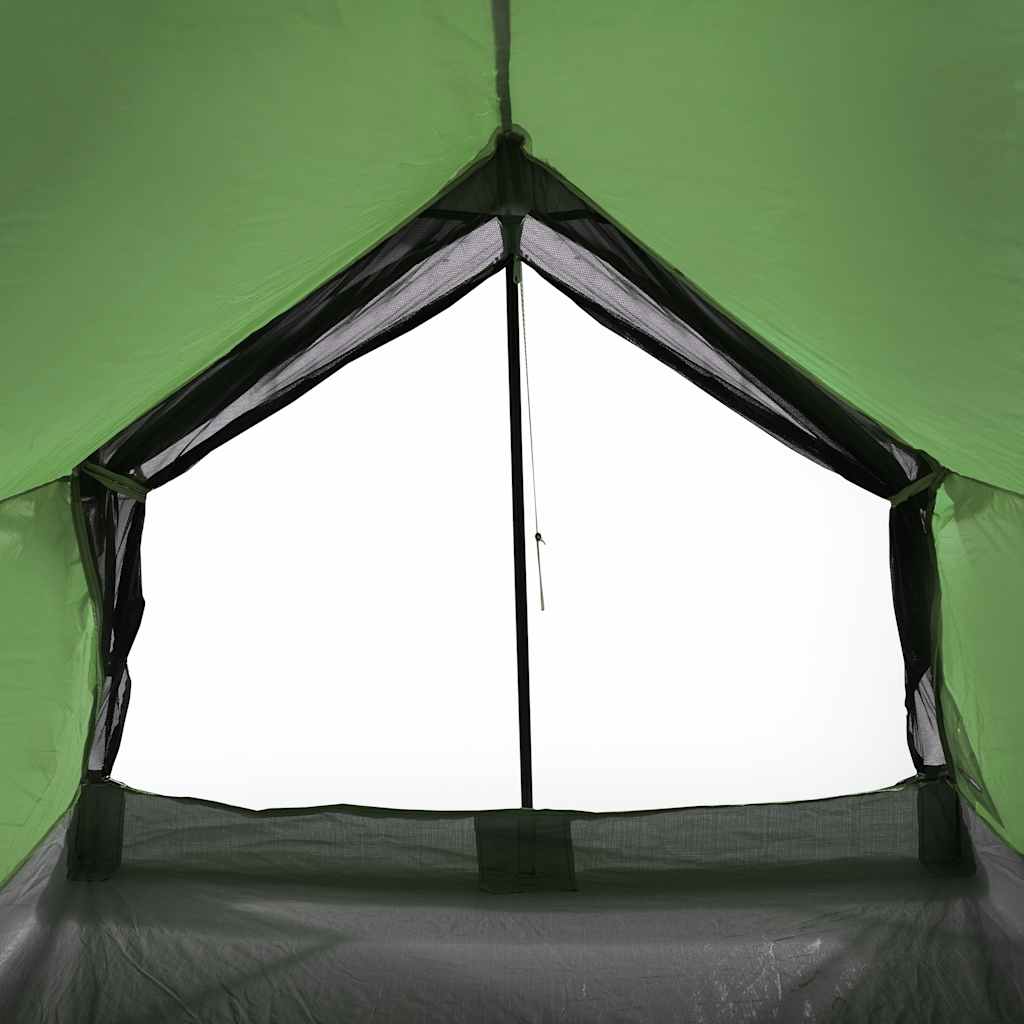 Detail van de groene vidaXL tent met een open raam voor ventilatie.