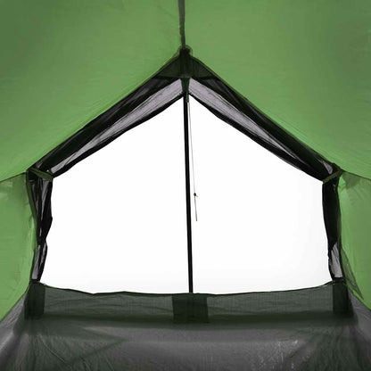 Detail van de groene vidaXL tent met een open raam voor ventilatie.