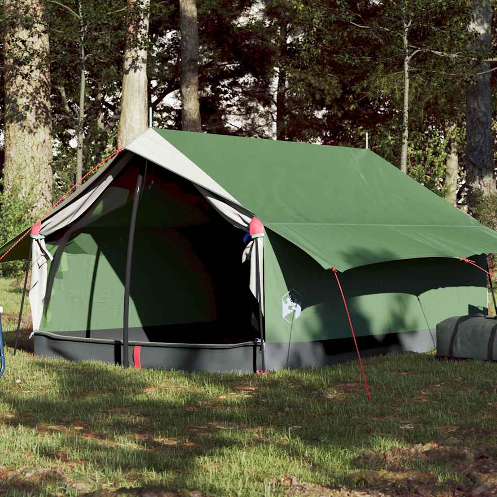 Groene vidaXL 2-persoons tent met waterdichte bescherming, zijaanzicht in de natuur.