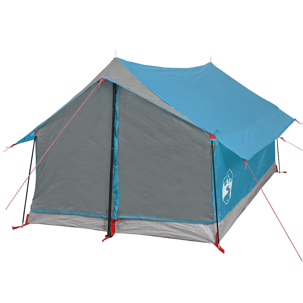 Zijaanzicht van de vidaXL 2-persoons tent in blauw met grijze zijwanden.