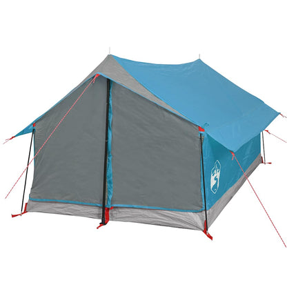 Zijaanzicht van de vidaXL 2-persoons tent in blauw met grijze zijwanden.