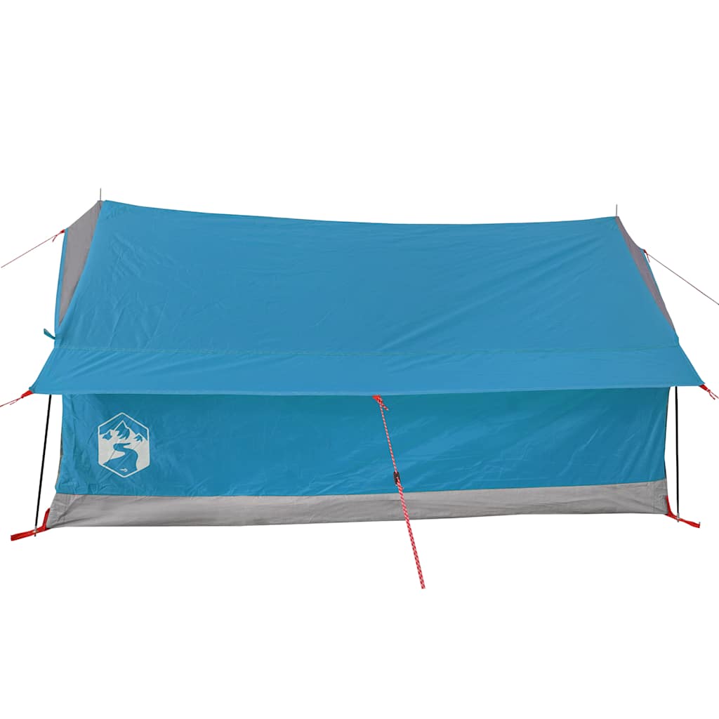 Detail van de blauwe vidaXL 2-persoons tent met waterdichte bovenkant en ventilatie.