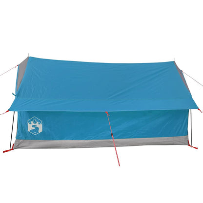 Detail van de blauwe vidaXL 2-persoons tent met waterdichte bovenkant en ventilatie.
