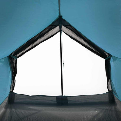 Detail van de ventilatieopening van de vidaXL 2-persoons tent in blauw.