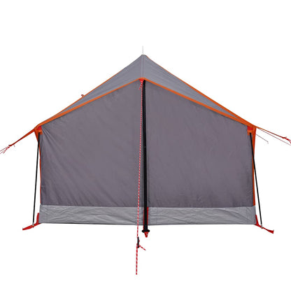 Detail van de grijze en oranje vidaXL tent, zijaanzicht met waterdichte constructie.