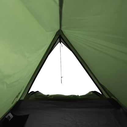 Zicht op de groene tent vidaXL met een open top en ventilatieopening.