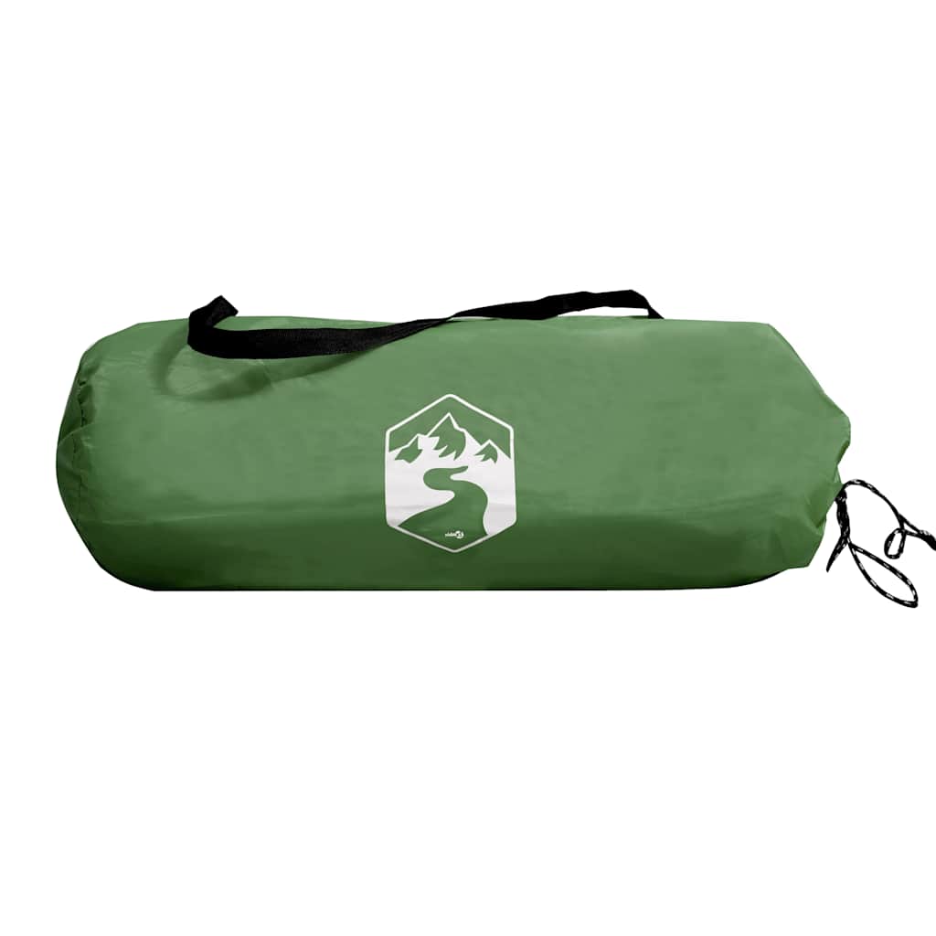 Groene vidaXL tent voor 2 personen in opbergtas, met logo en trekkoord.