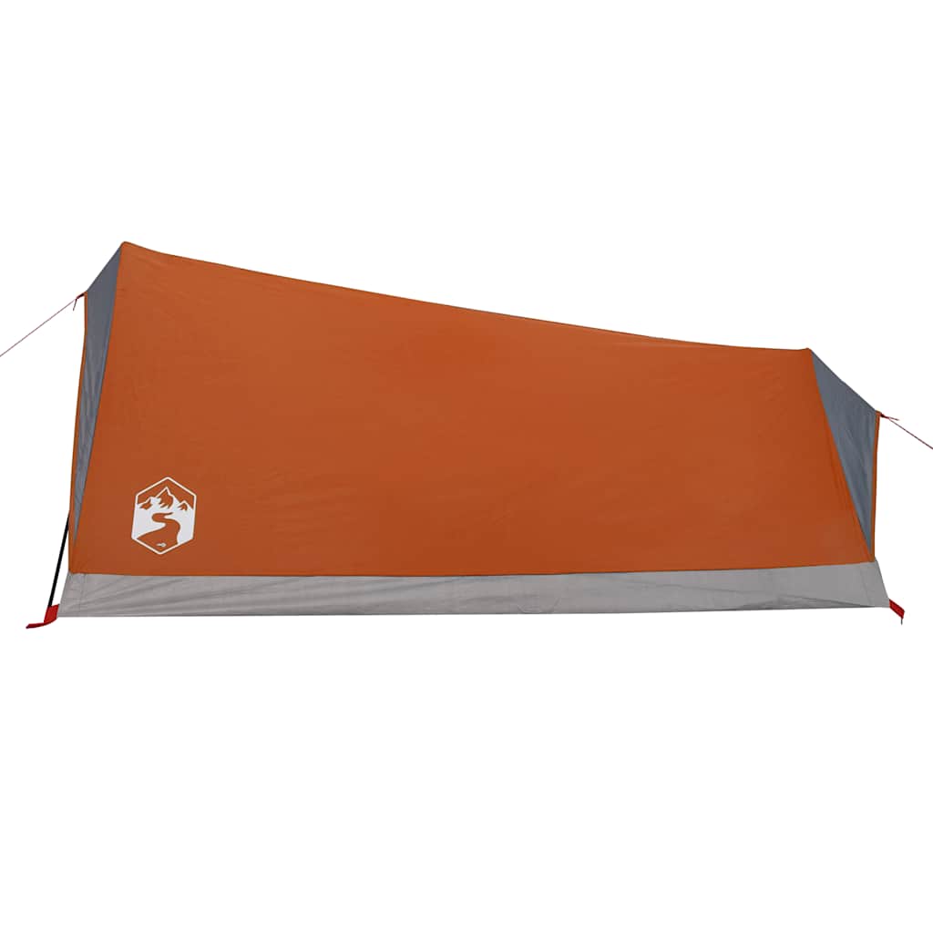 Detail van de grijze en oranje vidaXL tent met waterdichte zijwand.