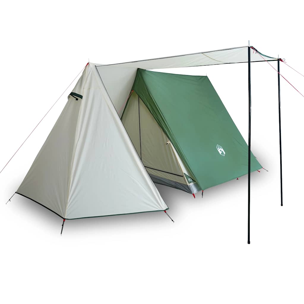 Detail van de vidaXL 3-persoons tent met groene luifel en robuuste constructie.