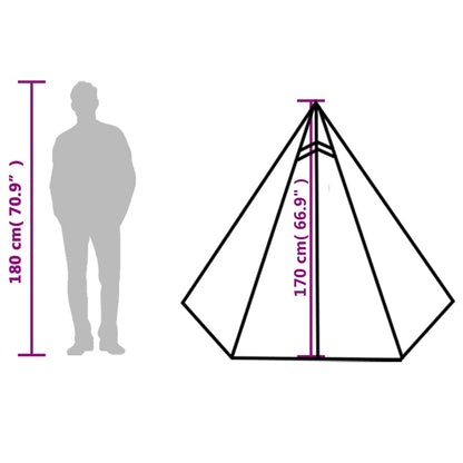 Detail van de tentafmetingen van de vidaXL 3-persoons waterdicht groene tent.