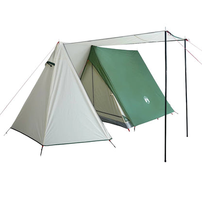 Detail van de vidaXL 3-persoons tent met groene luifel en stevig grondzeil.