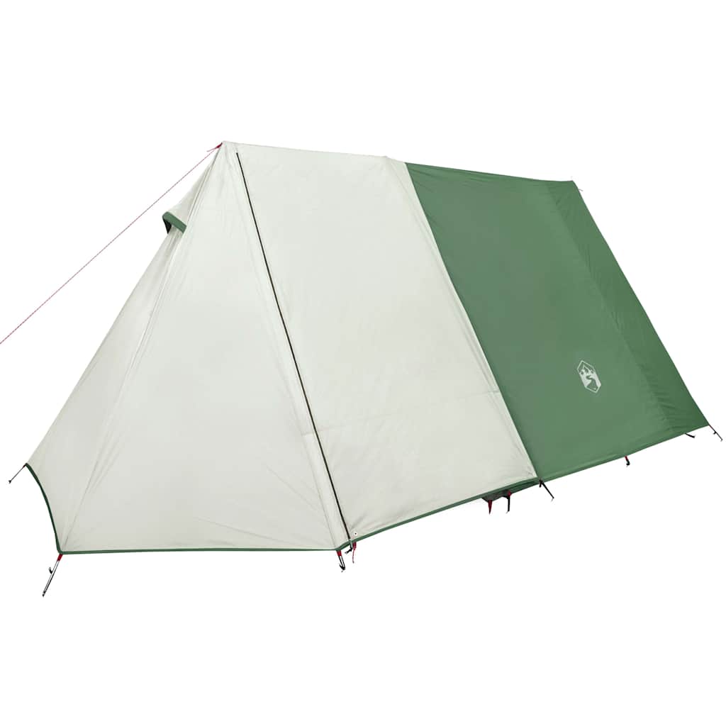 Detail van de tent vidaXL 3-persoons in groen, met een zijaanzicht van de waterdichte stof.
