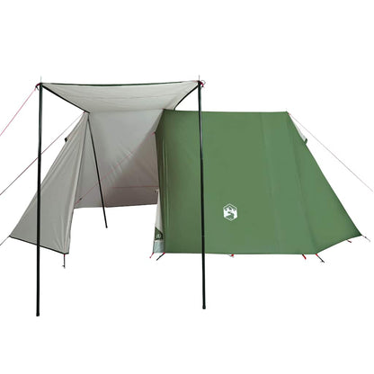 Detail van de groene vidaXL tent met luifel en stevige stokken.
