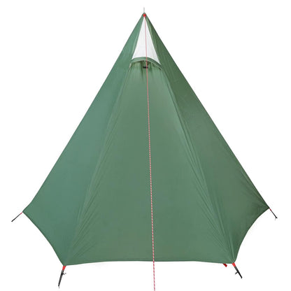 Detail van de groene vidaXL tent met een scherpe punt en stevige bevestigingslijnen.